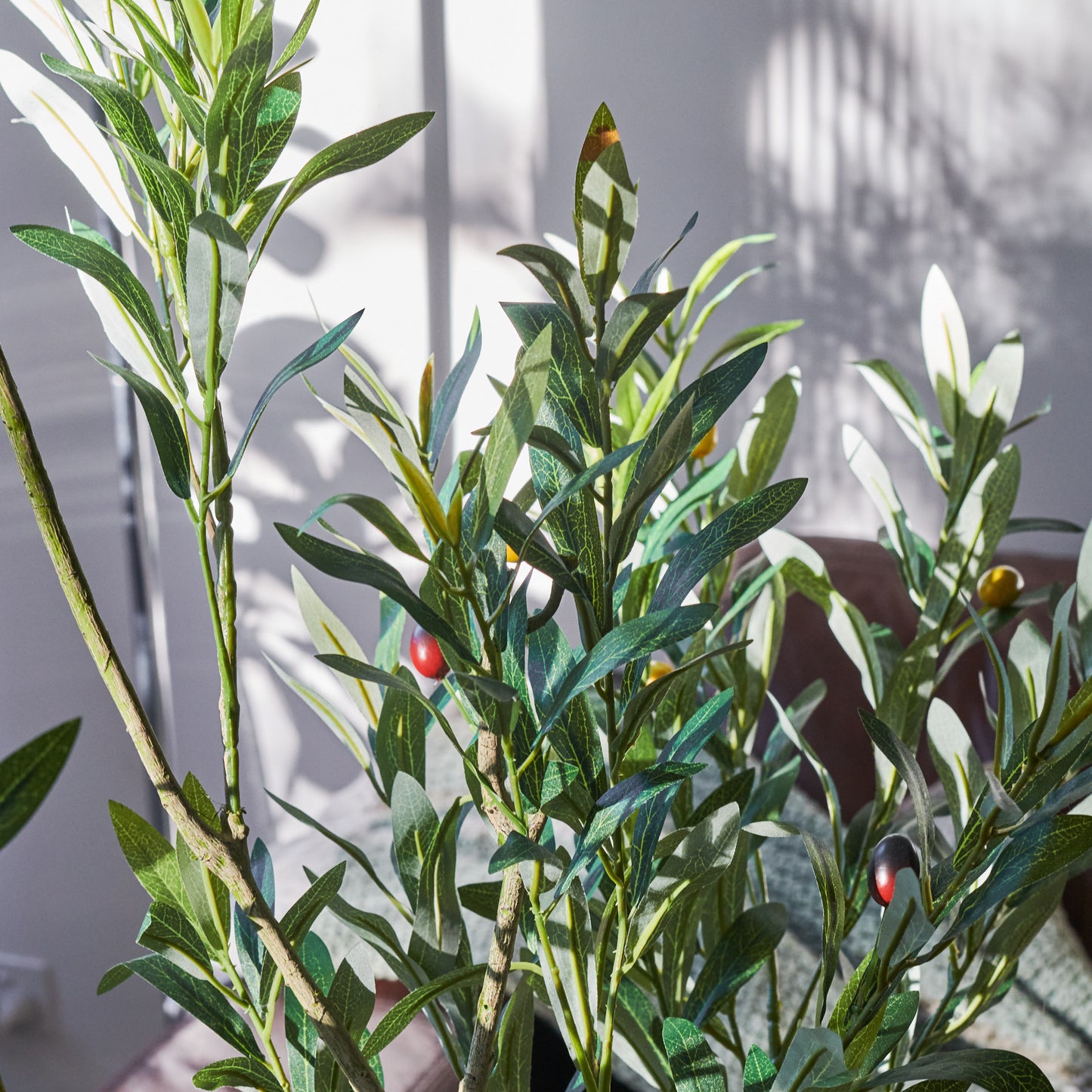 Everly Real Touch Olive Tree with Wood Pot