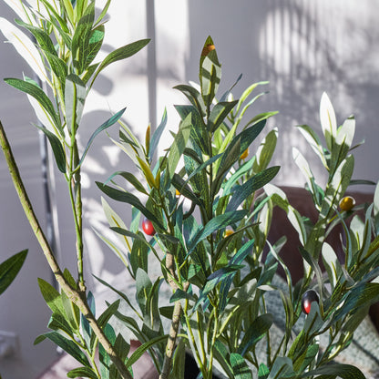 Everly Real Touch Olive Tree with Wood Pot