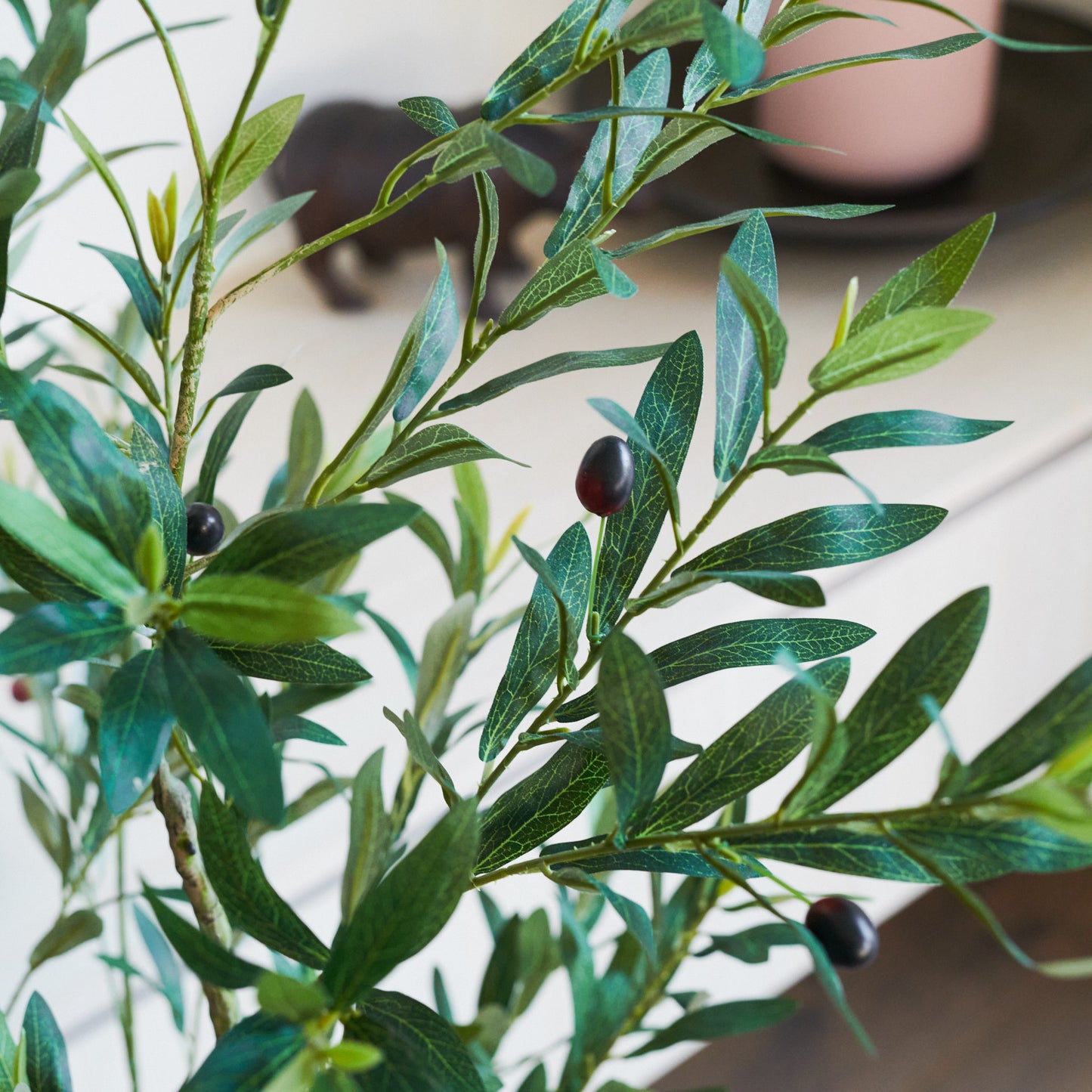 Everly Real Touch Olive Tree with Wood Pot