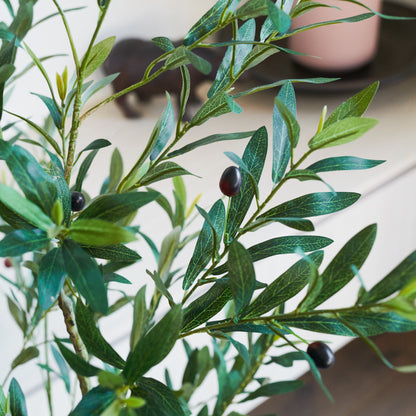 Everly Real Touch Olive Tree with Wood Pot