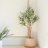 Everly Real Touch Olive Tree with Wood Pot